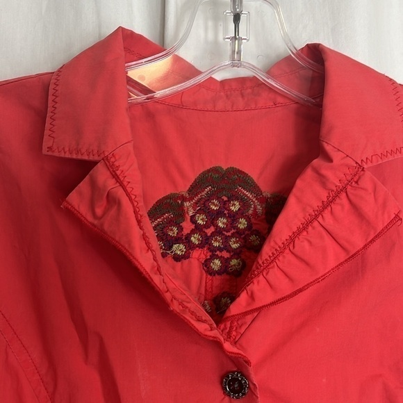 DIOTIMA, cap sleeve, embroidered, red top, SIZE S. GUC. - Picture 3 of 9